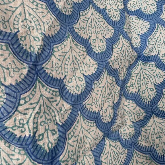 Roberta Roller Rabbit Jemina Pom Pom Scarf Rectangular Blue Floral Cotton - Picture 6 of 6